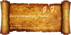 Gerstenmeier Fodor névjegykártya